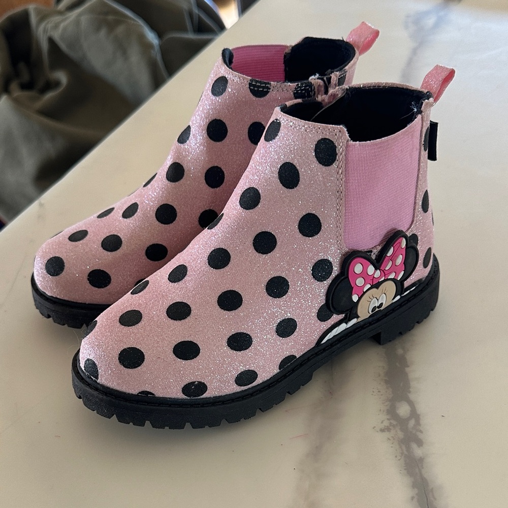 Tucker and Tate Pink Polka Dot Boots with Cartoon Accent